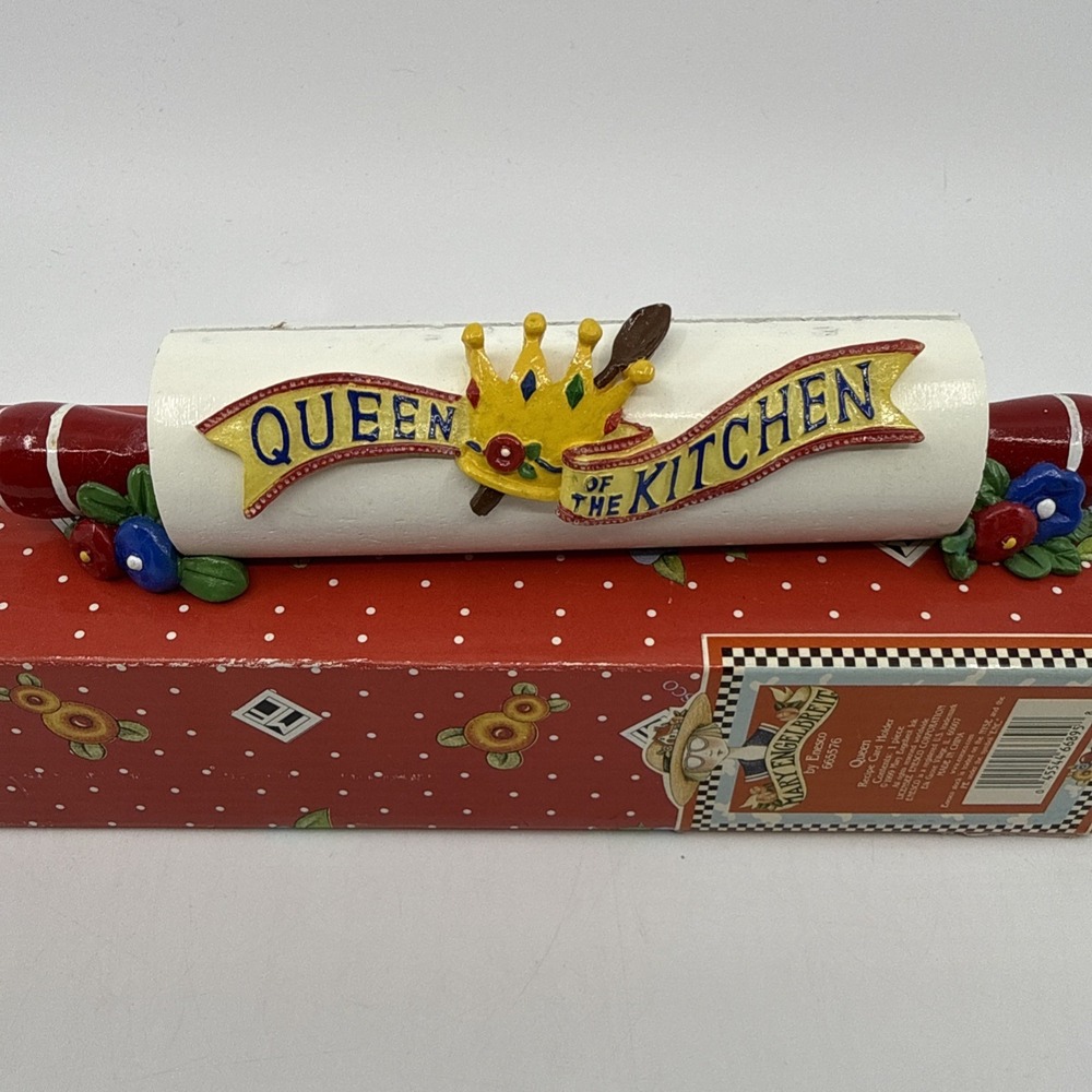Mary Engelbreit Queen of the Kitchen Decorative Rolling Pin Recipe Card Holder